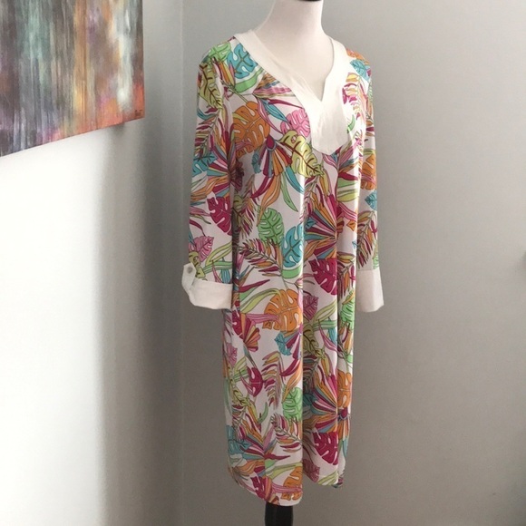 Tropical Banana Leaf Print Shift Dress - Picture 5 of 9